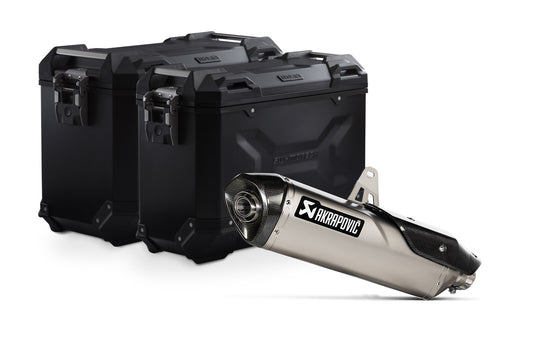 SW-Motech TRAX ADV aluminum case system + Akrapovic