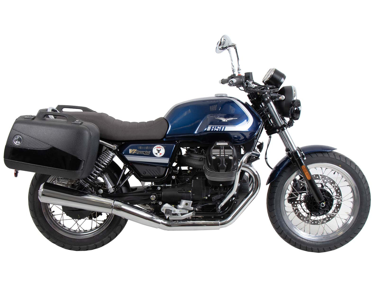Hepco & Becker Side carrier permanent mounted chrome for Moto Guzzi V7 Stone / Special (850 ccm) (2021-2024)
