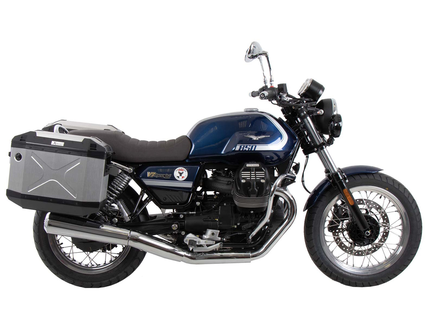 Hepco & Becker Side carrier permanent mounted chrome for Moto Guzzi V7 Stone / Special (850 ccm) (2021-2024)