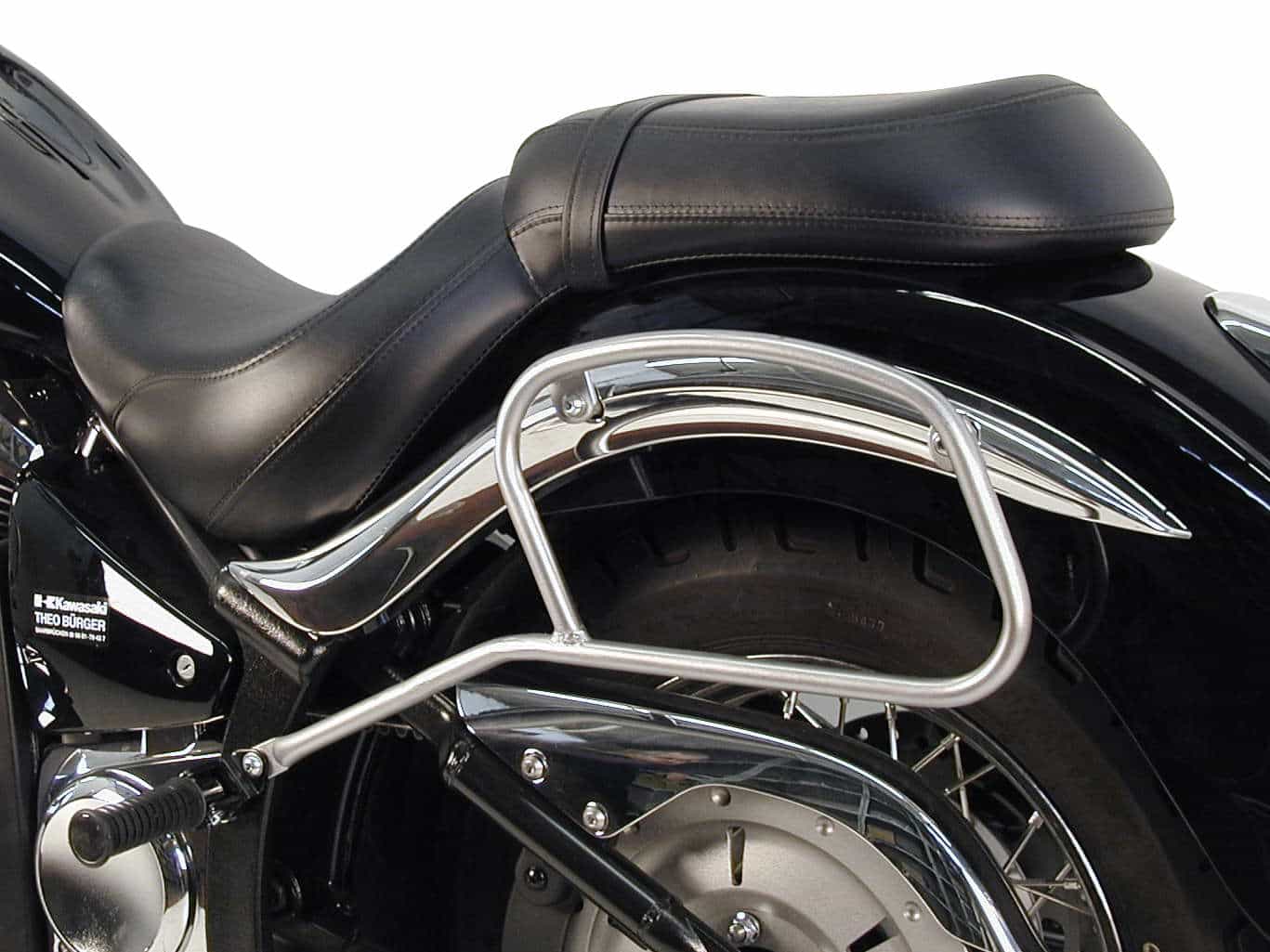 Hepco & Becker Leather bag holder tube-type - chrome for Kawasaki VN 900 Classic / 900 Custom / Vulcan
