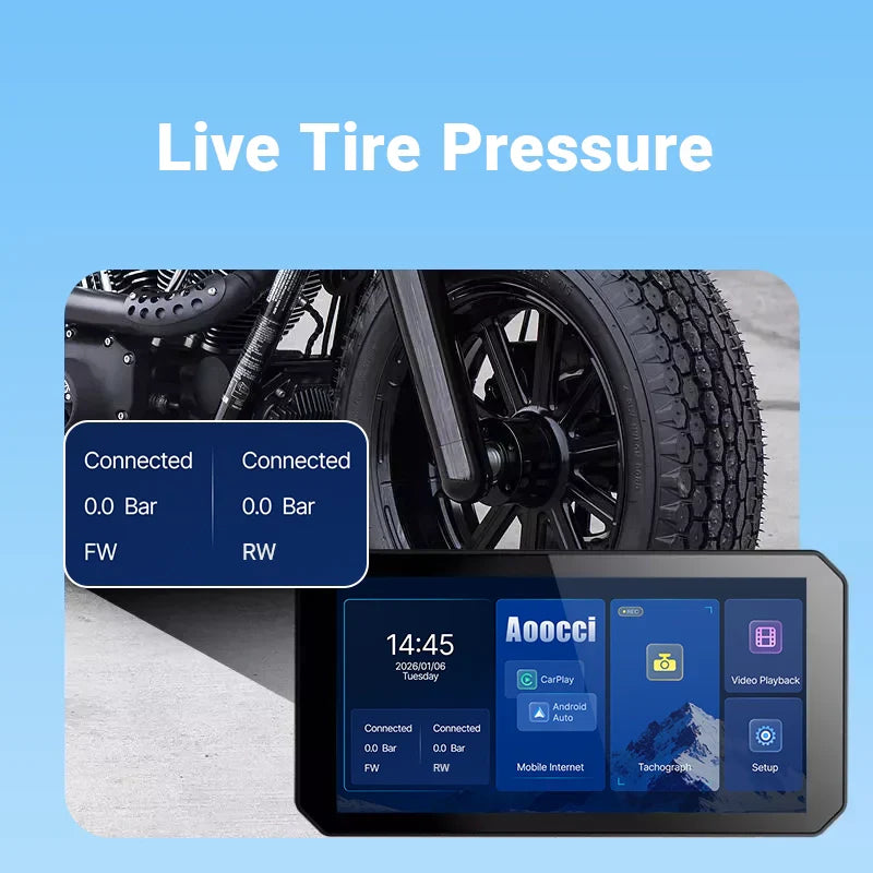 Aoocci C9 Pro Max - 6" Display / F&R Camera / Wireless CarPlay / TPMS / Bluetooth