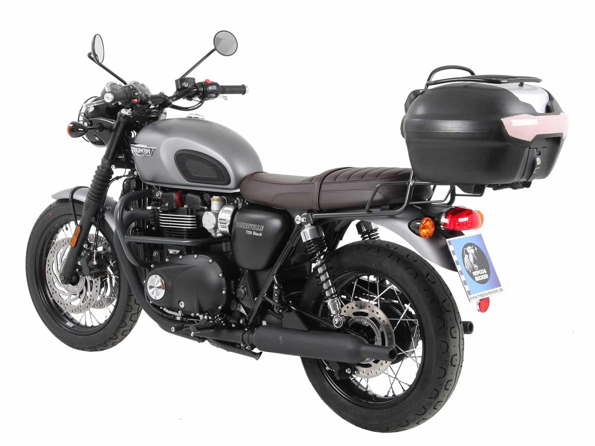 Hepco & Becker Topcase carrier tube-type chrome for Triumph Bonneville T 100/Black (2017-2025)